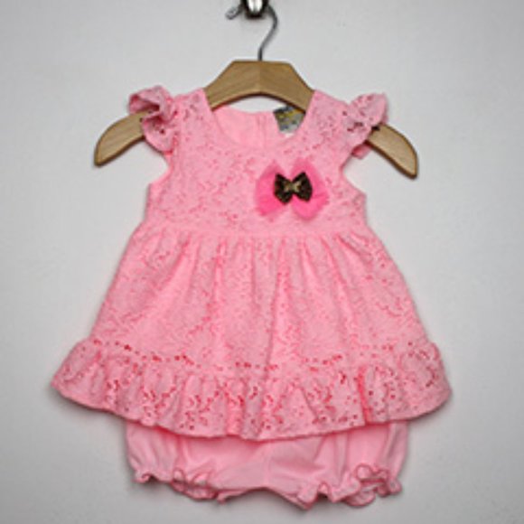 Lele For Kids Light Pink Lace Angel Sleeve Dress & Bloomers - Picture 1 of 1